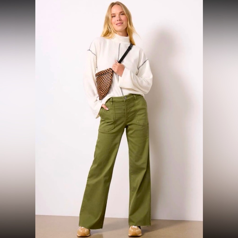 Kut from the Kloth Olive Green Wide Leg Jeans